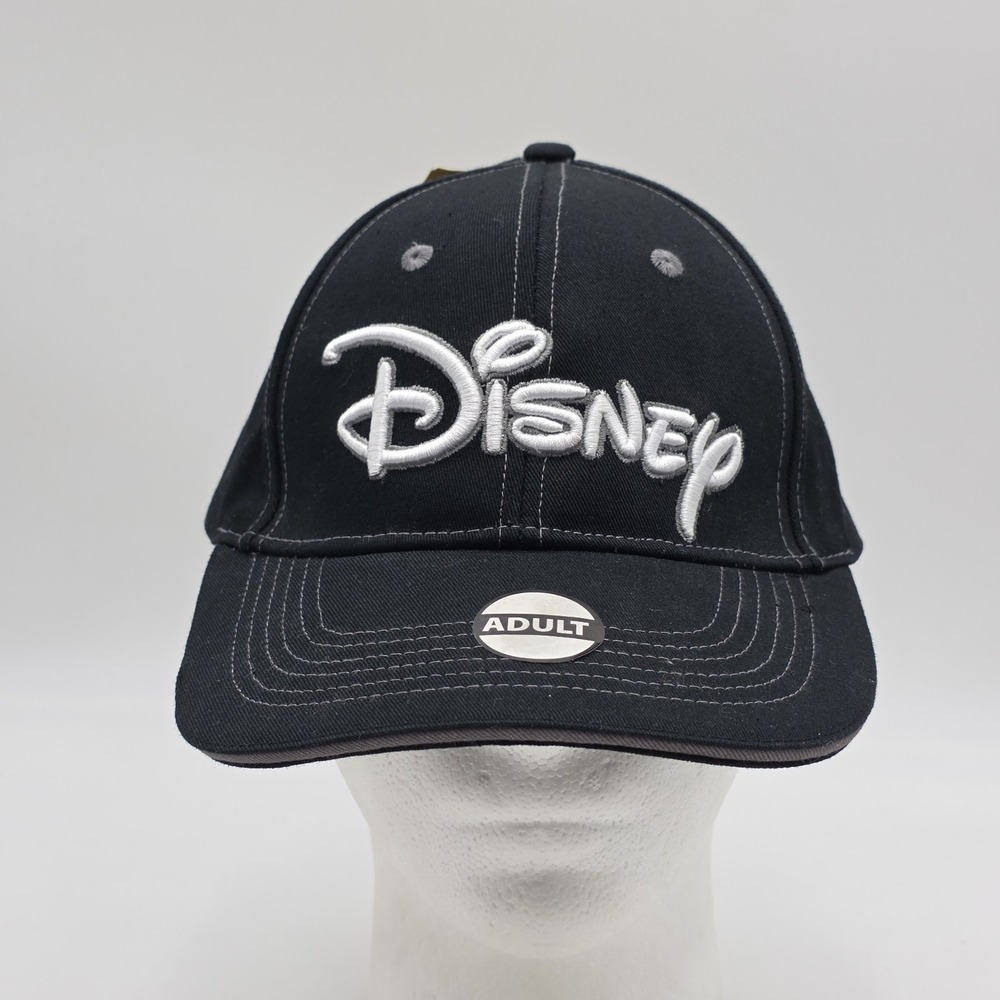 Disney Parks‎ Strapback Hat Adult Black Script Logo Embroidered Adjustable Cap